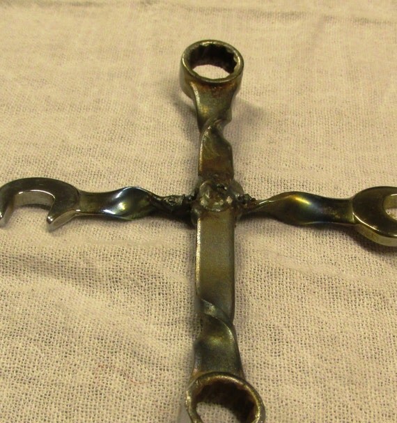Mechanic or Machinist Twisted Wrench Cross Metal by peachiepockets