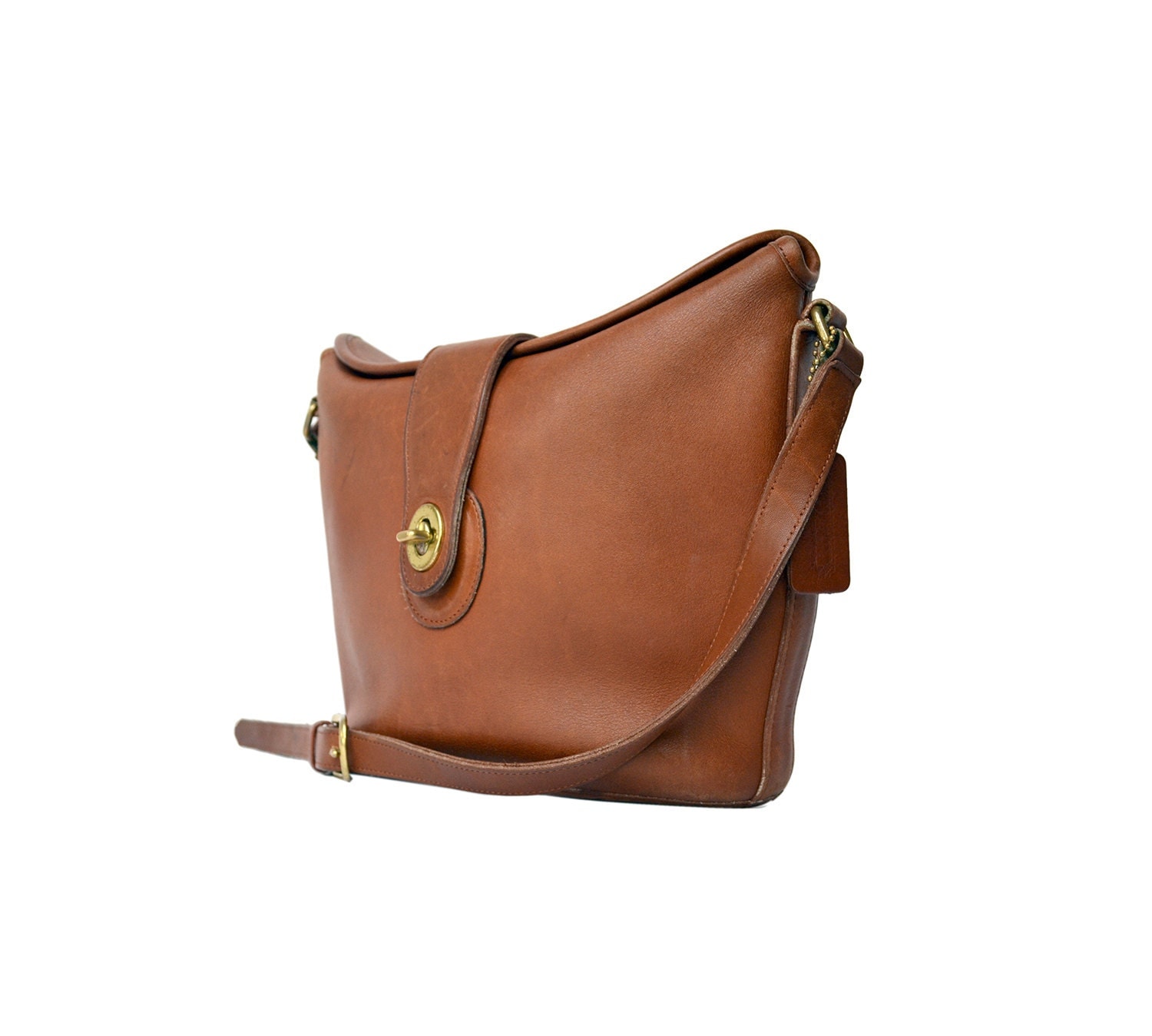 Vintage Brown Leather COACH Bag Leather Crossbody Bag Camel
