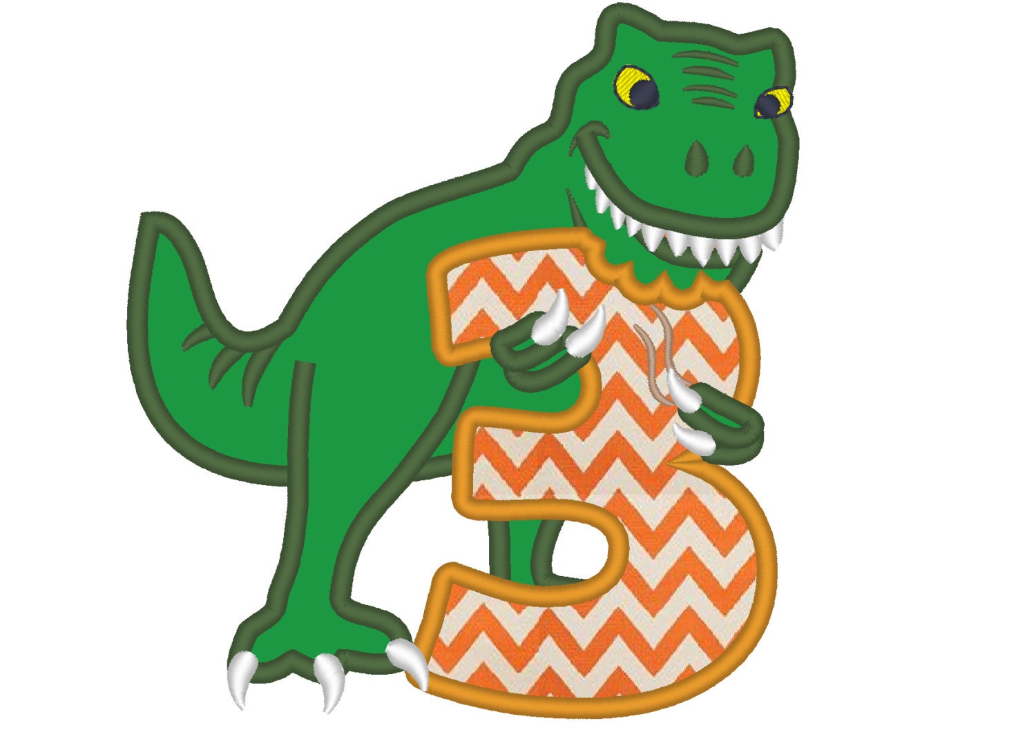 Download T-rex dinosaur Birthday number three 3 machine embroidery ...