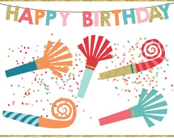 Rosa birthday clip art images, confetti clip art, party clip art, instant download