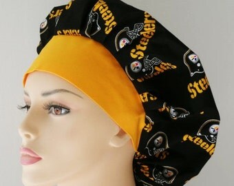 Pittsbrg Steelers Scrub Hat-Bouffant Surgical Scrub Hat-NFL Scrub Hat-Scrub Hats-Scrub Caps-Medical Scrub Hat-Womens Scrub Hats-Team Sports