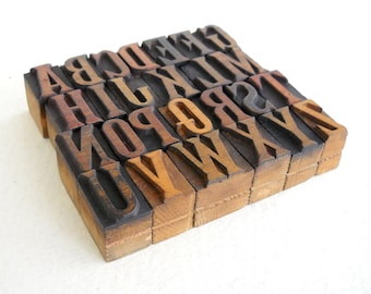 A to Z - Vintage Letterpress Wood Type Collection - 1 inch high - LP50