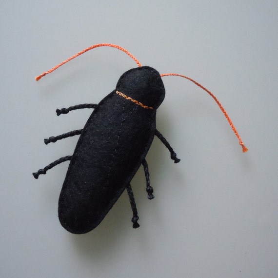 Black Wool Felt Catnip Cockroach Halloween Cat Toy