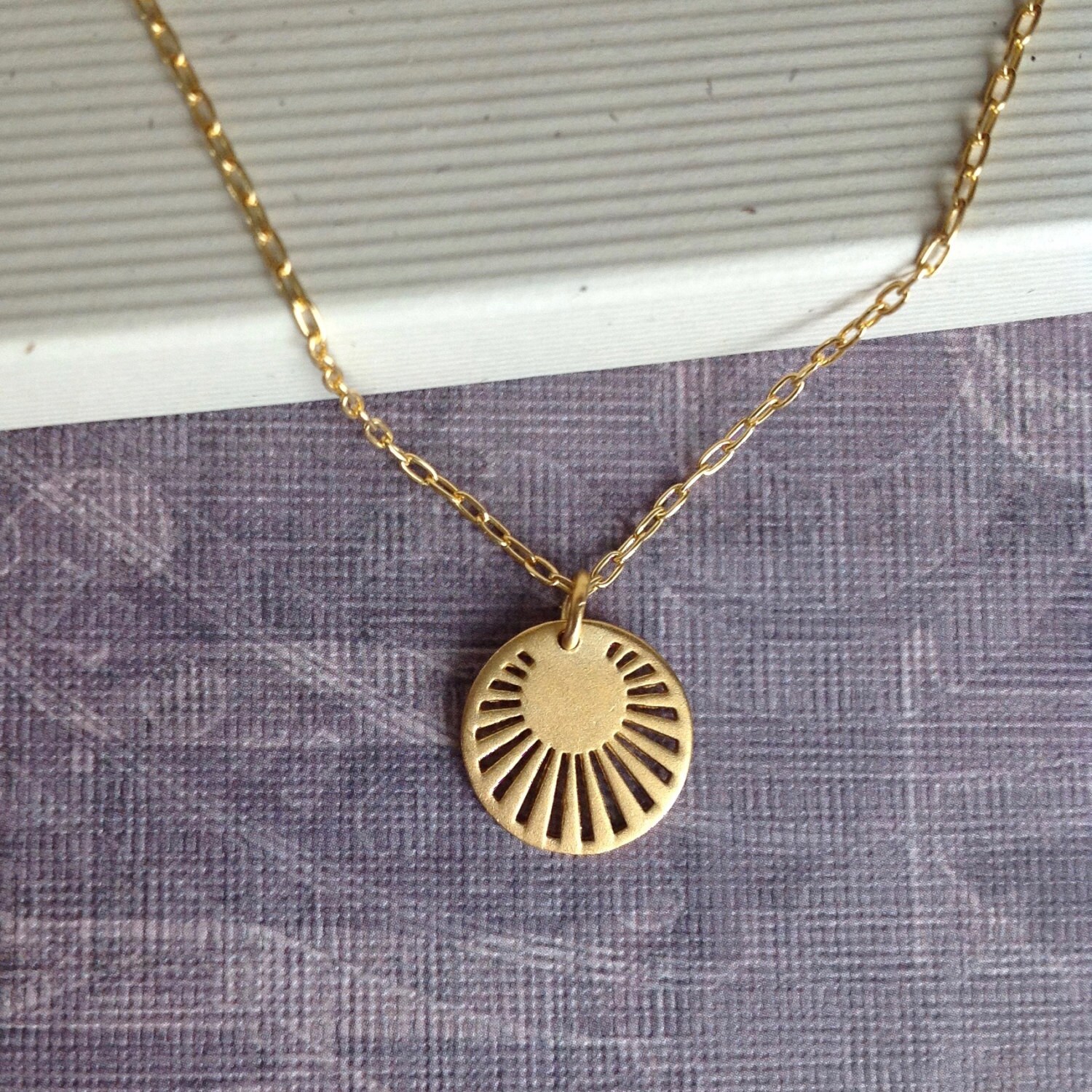 Download Sun ray pendant necklace gold vermeil gold layering modern