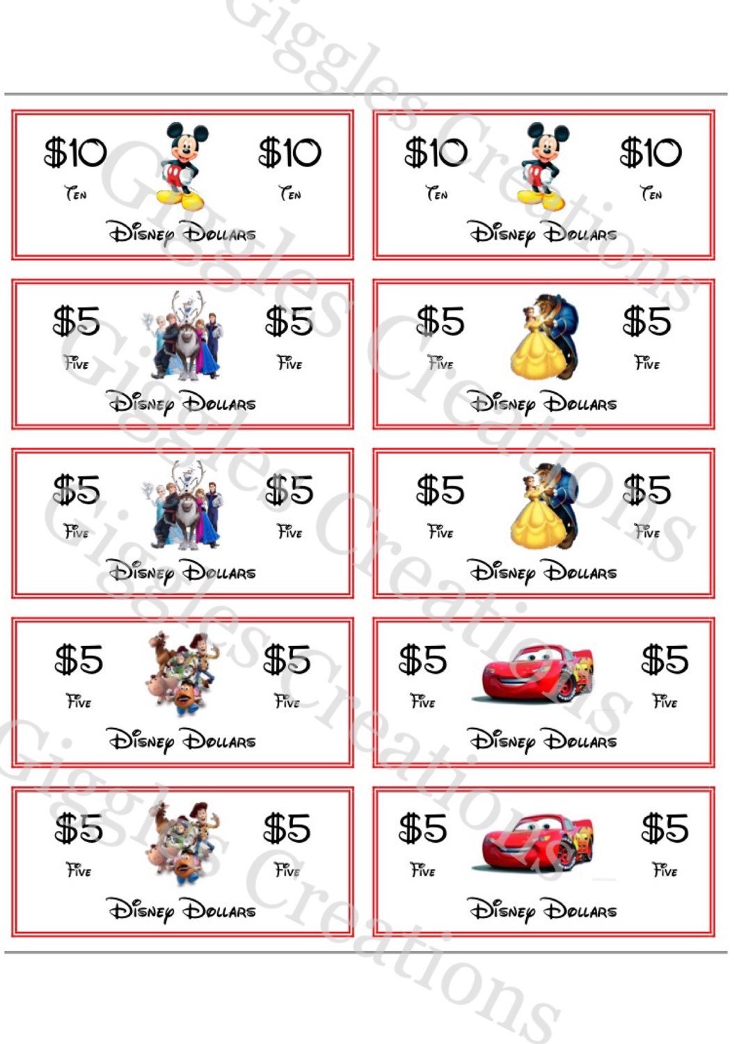 Printable Disney Money
