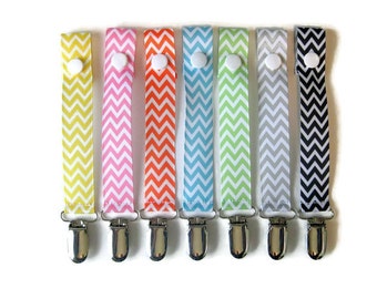 Chevron PACIFIER CLIP- Chevron Dummy Clip- Universal Pacifier Holder- Soother Clip- Paci Clip- Soothie String- Baby Shower Gift- Mam Nuk