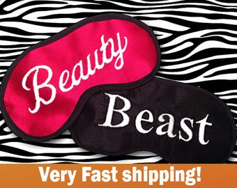 Beauty and Beast Embroidered Red and Black His and Hers Eye Masks - SALE - favorite on pinterest tumblr instagram polyvore