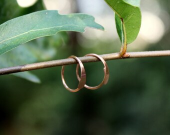 Copper Hoop Earrings - Tiny Copper Hoops - Small Hoop Earrings - 18 Gauge Hoops - Endless Hoops - Sleeper Earrings - Two Feathers Jewelry