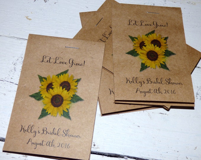 New Rustic Line ~ Sunflower Trio Seed Packet Favors ~ Shabby Chic Favor Perfect for Wedding or Bridal Shower