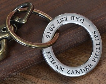Dad Keychain, Mens Personalized, New Dad Gift Idea, First Fathers Day | Personalize with ANY TEXT up to 35 characters, Handcrafted in USA