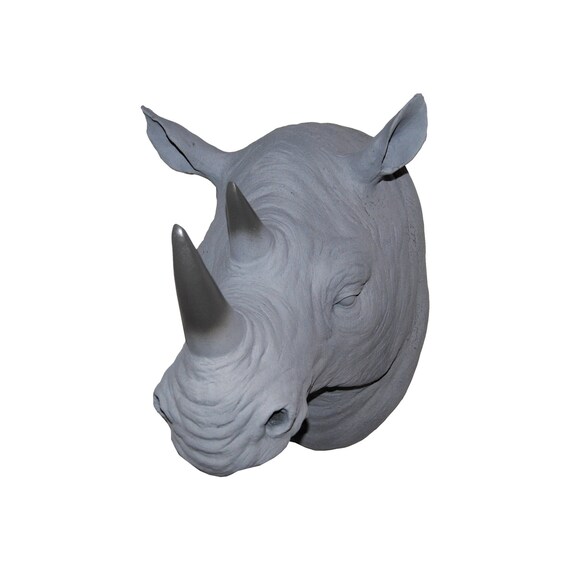 Gray Ombre Rhino Head Wall Mount Dark and Light Rhinoceros