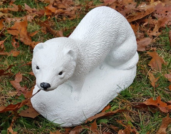 Concrete Painted CROUCHING FERRET Statue