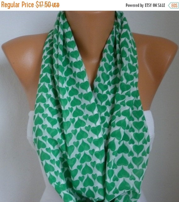 Heart Print Infinity Scarf St Patrick's Day Gift by fatwoman