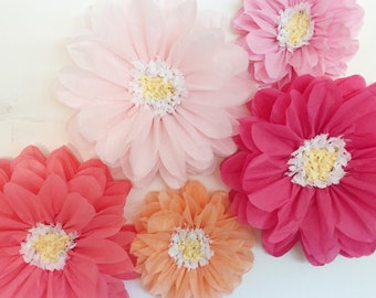 Tissue Paper Flowers, wedding backdrop, first birthday party, flower wall, unique wedding decorations, paper flower wall, cheap wedding idea
