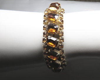 Vintage 50s 60s Rootbeer Brown Rhinestone Bracelet