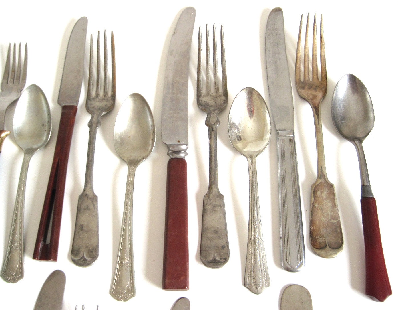 Rustic Mismatched Flatware Set Stainless Silverplate Nickel