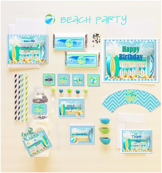 SURFBOARD PARTY COLLECTION ~ Personalized Printable Download Il_570xn