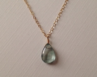 Mystic Green Quartz Gem Necklace in Gold -Beautiful Green Gem Necklace in Gold