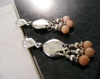 Vintage Angel Skin Coral Earrings in Sterling Silver..... Lot 4346
