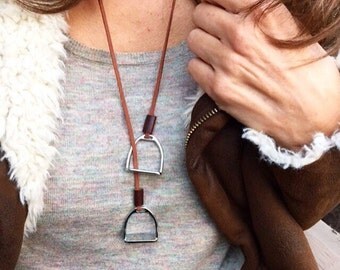 Horse Necklace Horse Jewelry Equestrian Necklace Horse Lovers Stirrup Dressage Equine