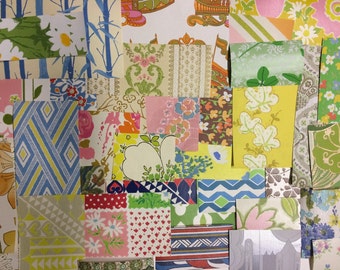1960s and 1970s Vintage Wallpaper Big scrap pack/ grab bag-at least 25 patterns! Collage/ scrapbooking