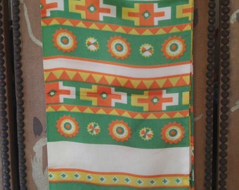 70s Baar & Beards yellow, orange and green geometric scarf