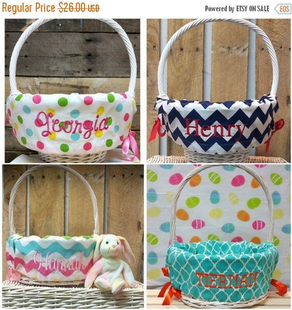 AFTER EASTER SALE Basket Liner Easter Basket by fourbugsinarug