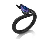Savage 14K Black Gold 1.0 Carat Marquise Alexandrite French Engagement Ring R418-14KBGAL