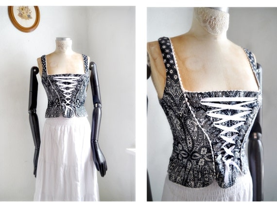 XS Bodice camisol corset Renaissance Medieval Corset Body bustier peasant pirate romantic folk dirndl top victorian Country summer top/xxs by SuitcaseInBerlin steampunk buy now online