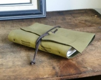 Slim Leather Journal - Green Journal 4.5" x 6" by The Orange Windmill 1637