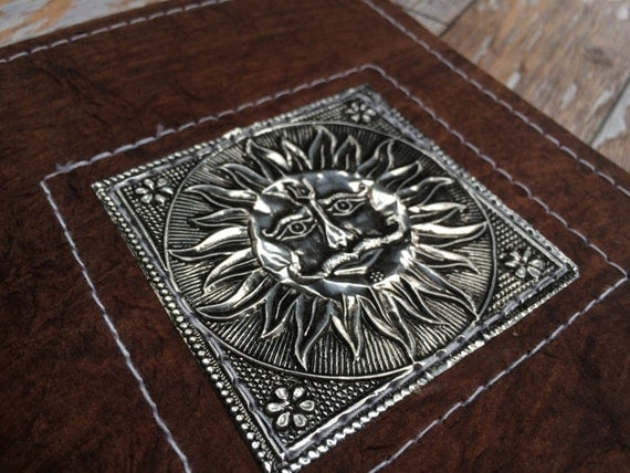 SUN JOURNAL- Embossed Journal- Om Notebook- Silver Journal- Sketchbook- Notebook- Dream Journal- Travel Journal- Scrapbook- Handmade