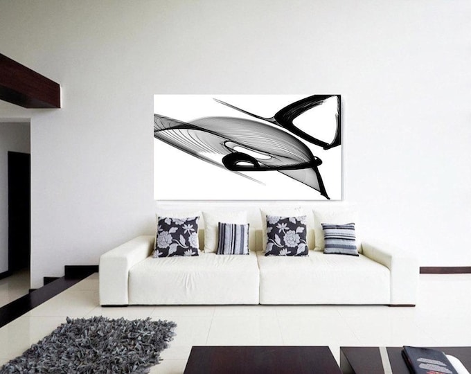 Abstract Black and White 22-03-49. Unique Abstract Wall Decor, Large Contemporary Canvas Art Print up to 72" by Irena Orlov