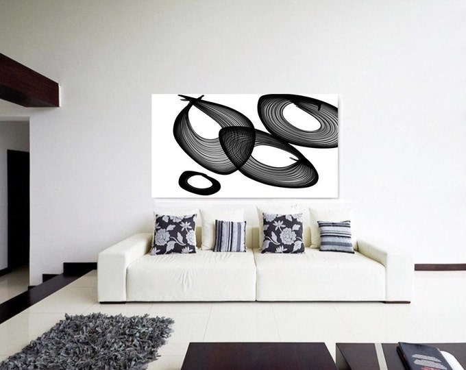Abstract Black and White 21-06-47. Unique Abstract Wall Decor, Large Contemporary Canvas Art Print up to 72" by Irena Orlov