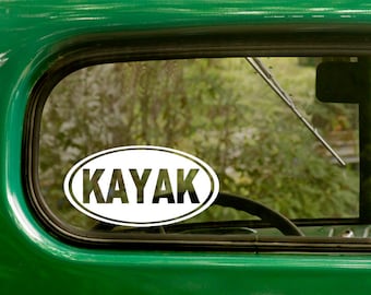 Kayak Decal, 2 For 1, Car Decal, Kayaking Sticker, Euro Style Decal, Laptop Sticker, Oval Sticker, Bumper, Vinyl Decal, Car Sticker
