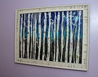 Original white birch tree painting - At the Edge of the Wood