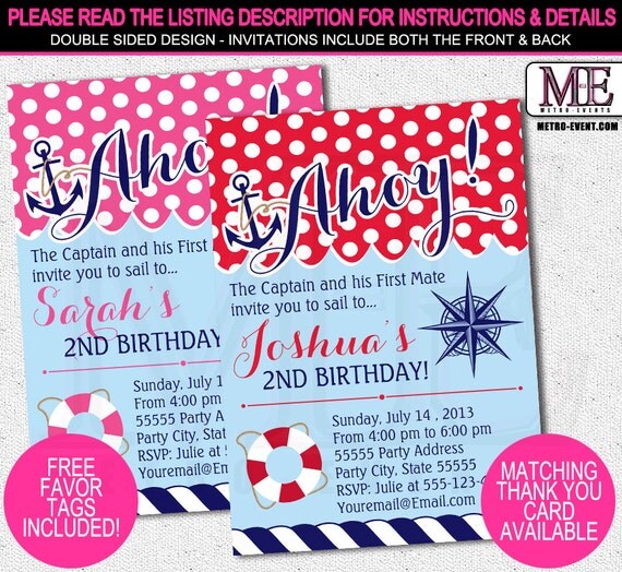 Nautical Party Invitations, Sail Birthday Invitations Il_570xn