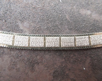 Sterling Silver Necklace Modern Geometric Design Wide/ Herringbone Italy 17 1/2"