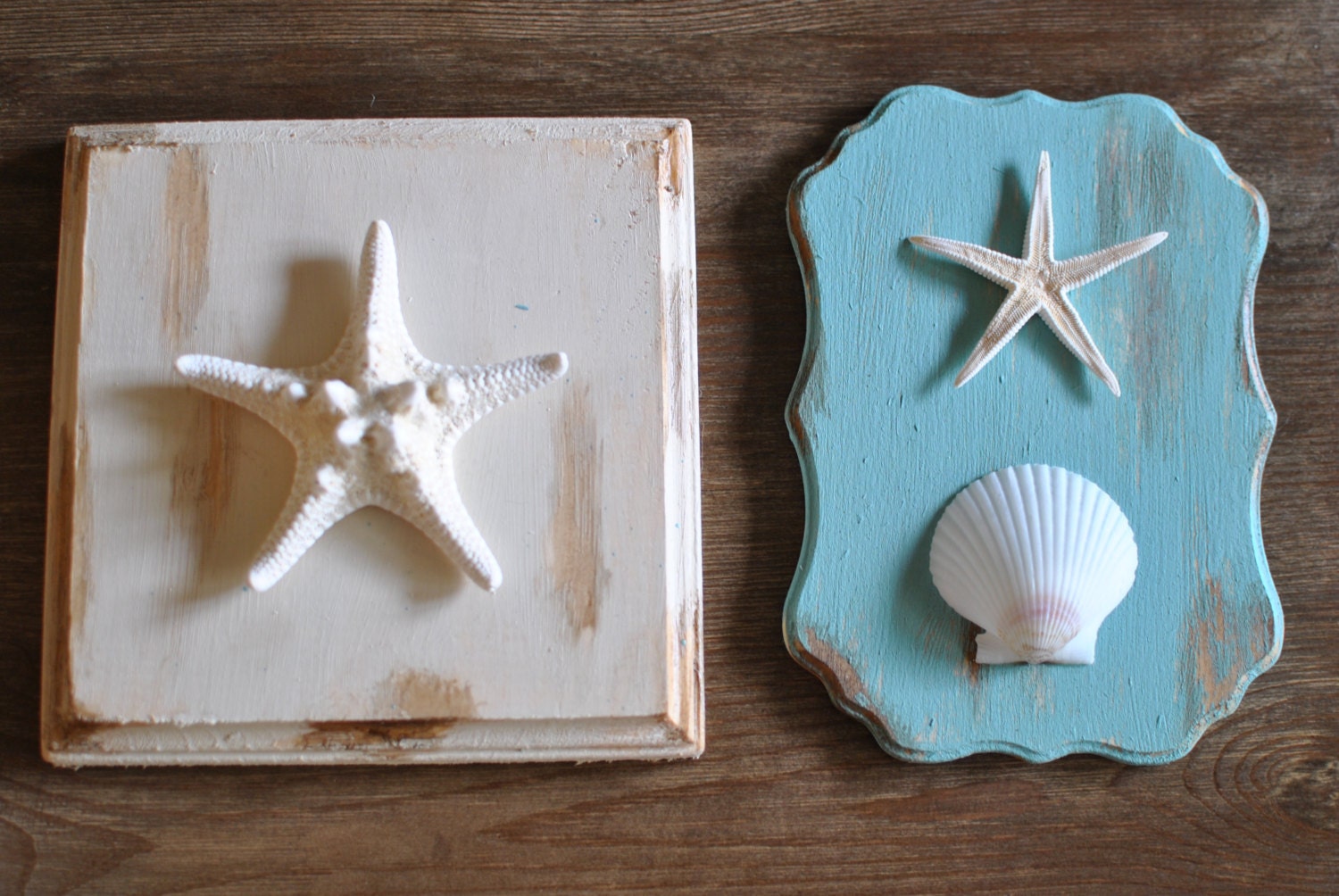 Coastal Rustic Shell Wood Wall Art by AshleyFrenchDesigns on Etsy