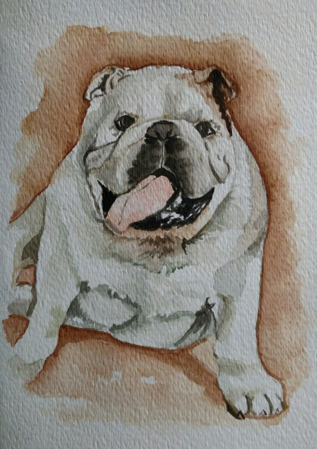 Bulldog Watercolor Painting English Bulldog Card