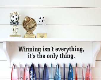 Trophy Shelf 3 Feet Wide and Medal Holder Extra Large Display Customizable You Can Pick the Saying