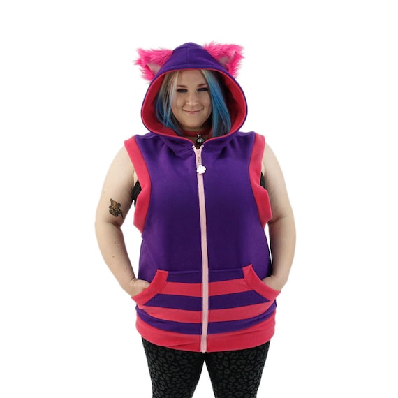 Pawstar Sleeveless Cheshire CAT kitty Hoodie kigurumi fursuit