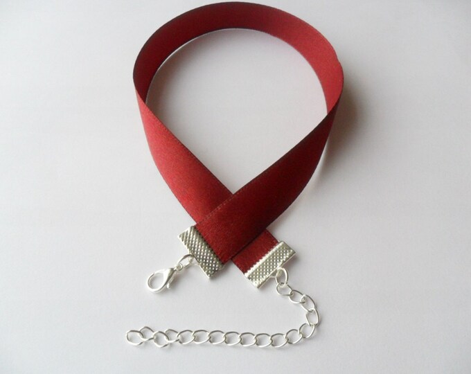 Burgundy satin choker necklace 5/8"inch wide, pick your neck size.
