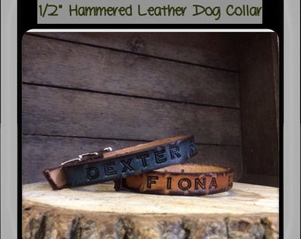 Personalized Genuine Leather Dog Collar hand tooled and customized for your special pet