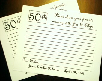 40 Personalized Wish Advice, Favorite Memory Cards for Weddings, Bridal Shower, Baby Shower, Anniversary. Name and date Printed.