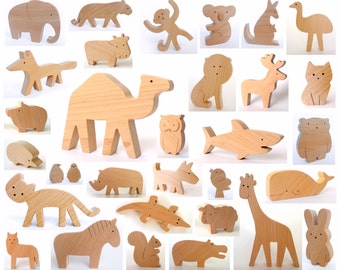 ANY 6 animals - Organic wooden toy - Wooden toy animals - handmade wooden toy