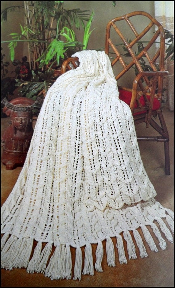Knit Afghan Pattern Fisherman Ripple Adult Throw Lap