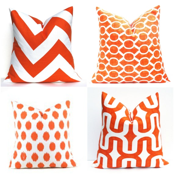 Items similar to ORANGE Pillow Decorative Pillow Covers Orange, Euro