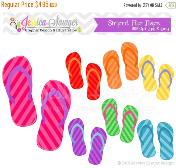 80% OFF - INSTANT DOWNLOAD - flip flop clip art - beach clipart - summer clip art - commercial use - card making Il_570xn