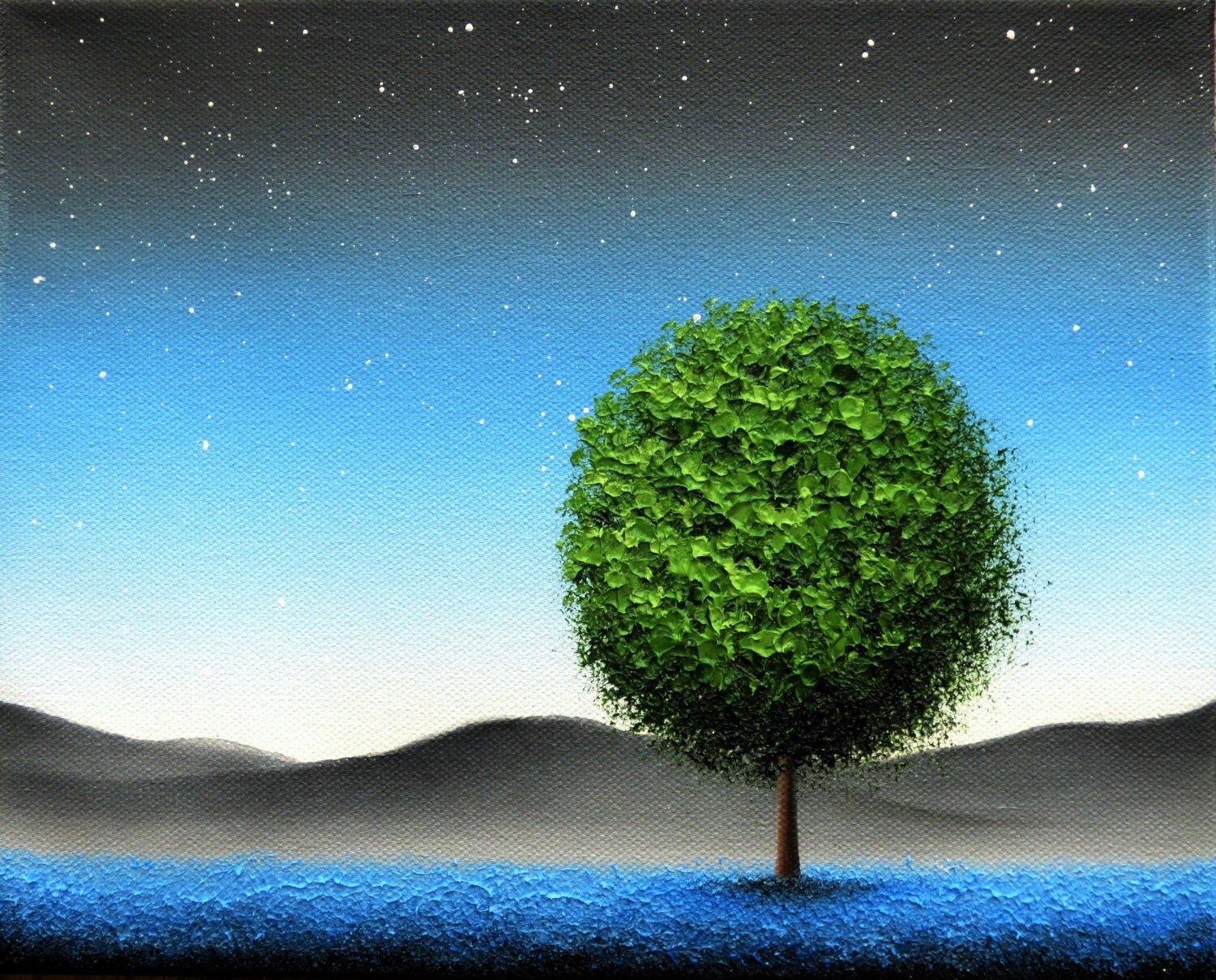 Twilight Night Sky Print Starry Sky Blue Night Art Print of