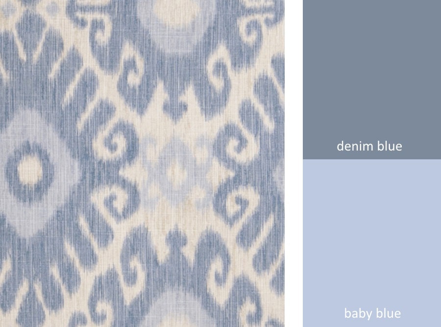 Denim Blue Ikat Upholstery Fabric Light Blue Curtain